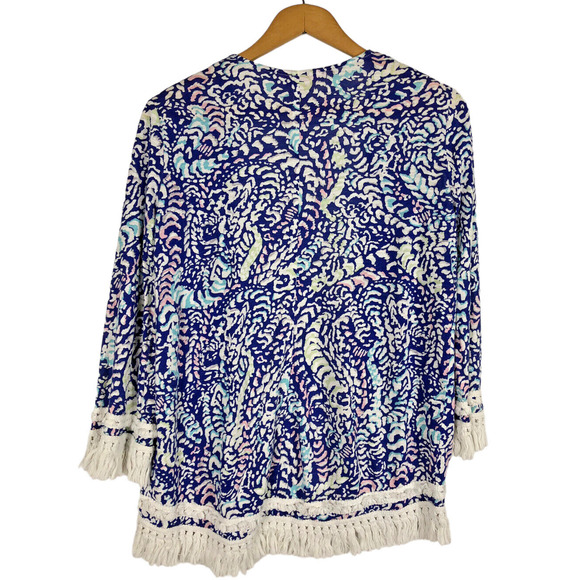 Lilly Pulitzer Size XS Cardigan Gigi Knit Wrap & Tank Top Shell Blue Paisley - Picture 3 of 10